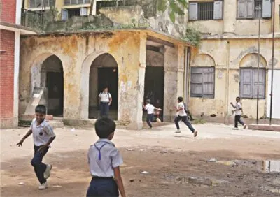 Students playing on the premise of the Dhaka Collegiate School. Photo: The Daily Star